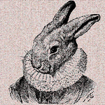 Репродукция ретро-гравюры «Court Rabbit» в раме «Амели» (античное серебро)