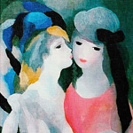 Картина «Девушки, поцелуй» (холст, галерейная натяжка)