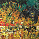 Картина «Ночная сценка в Париже» (холст, галерейная натяжка)