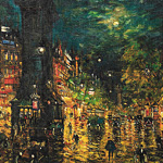 Картина «Парижский бульвар ночью» (холст, галерейная натяжка)