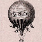 Репродукция ретро-гравюры «Le Pilote» в раме «Амели» (античное серебро)