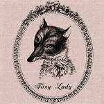 Репродукция ретро-гравюры «Foxy Lady» в раме «Амели» (античное серебро)