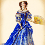 Репродукция гравюры «Викторианские танцы» в раме «Мадлен»