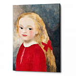 Картина «Девочка в красном платье и лентой в волосах» (холст, галерейная натяжка)