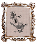 Репродукция ретро-гравюры «Bird of Paris» в раме «Амели» (античное серебро)