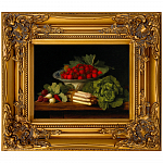 Репродукция картины «Натюрморт с клубникой и редиской, спаржей и кочаном салата, лежащим на деревянном столе»