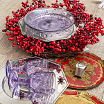 Тарелки "Королевская лилия" (3 штуки, сапфир)   посуда кухня столовая блюдо миска чаша
