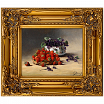 Репродукция картины «Натюрморт с клубникой и полевыми цветами»