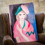 Картина «Женщина в зеленой шляпе» (холст, галерейная натяжка)