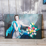 Картина «Женщина с тюльпанами» (холст, галерейная натяжка)